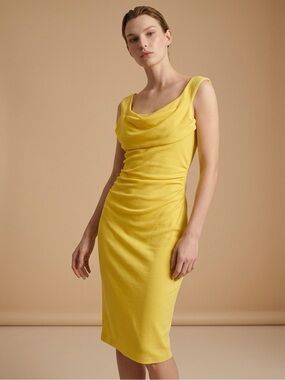 Escada elegant Mustard Draped Dress